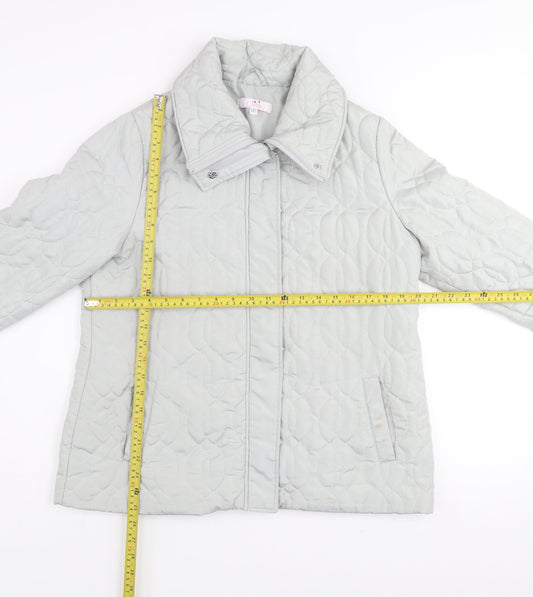 Julipa Womens Grey Quilted Mid-Length Jacket Size 12