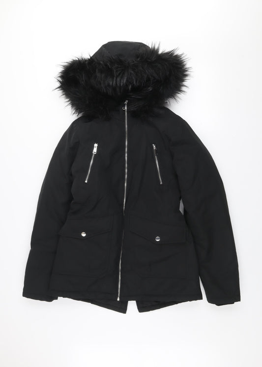 Womens UK Size 2XS Primark Black Parka Coat