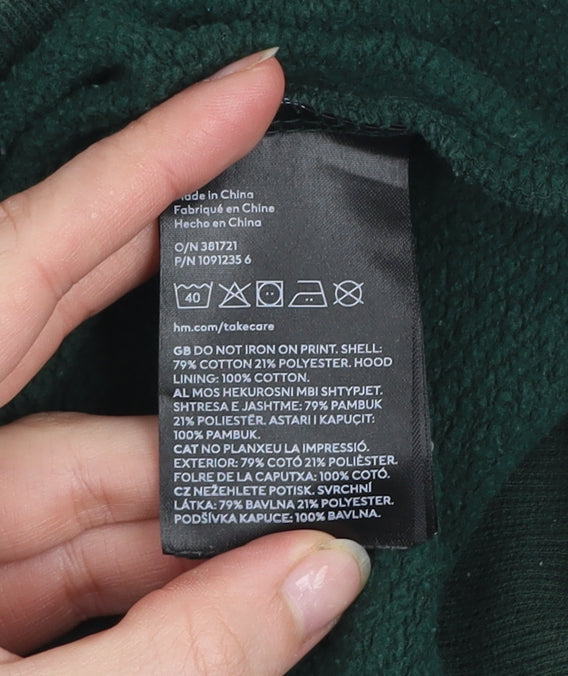 Mens UK Size S H&M Green Pullover Hoodie
