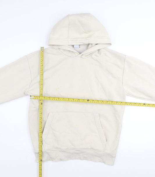 Zara Men Beige Pullover Hoodie Size M Cotton Blend Fleece
