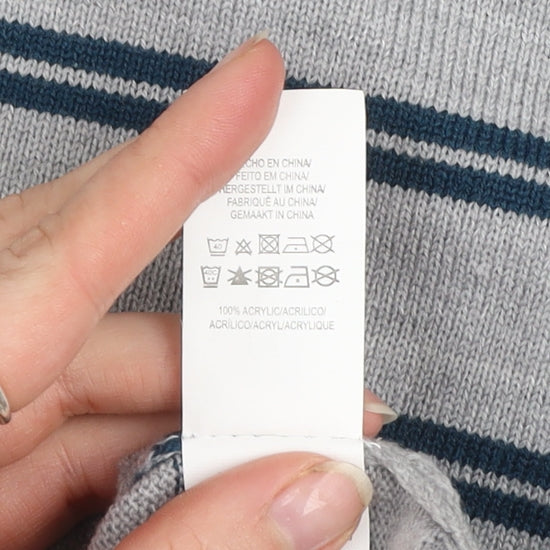 Cedar Wood State Men’s Grey Striped Acrylic Crew Neck Jumper XL