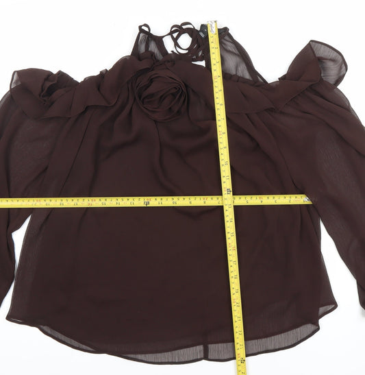 Womens UK Size 10 River Island Brown Tunic Blouse