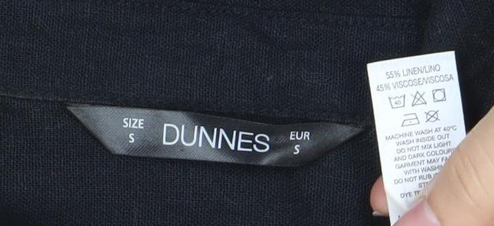 Dunnes Women’s Black Linen Blend Long Sleeve Shirt Dress Size S