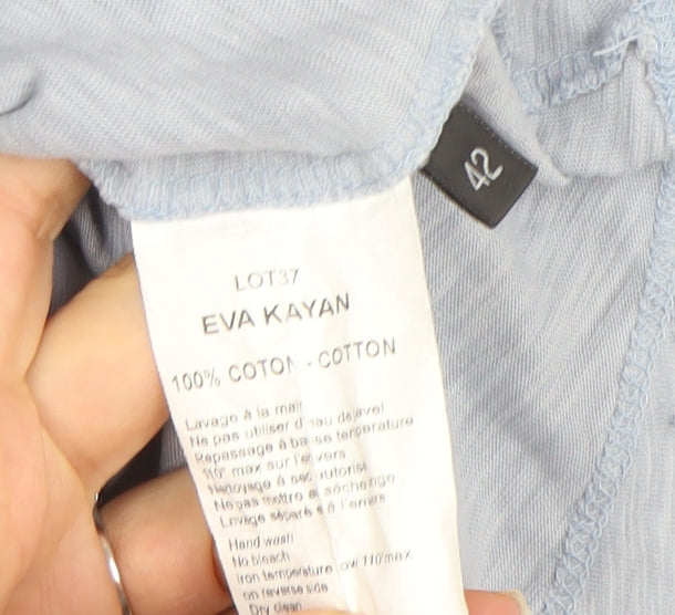 Womens UK Size 14 EVA KAYAN Blue Basic T-Shirt