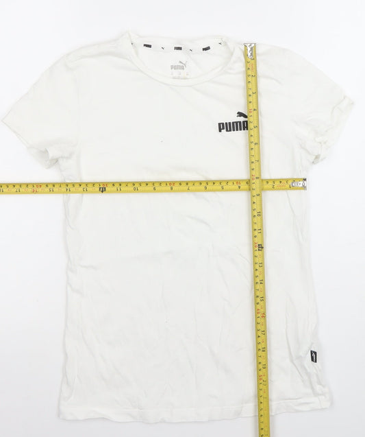 Puma Womens White XS Basic Crew Neck Short Sleeve T-Shirt
