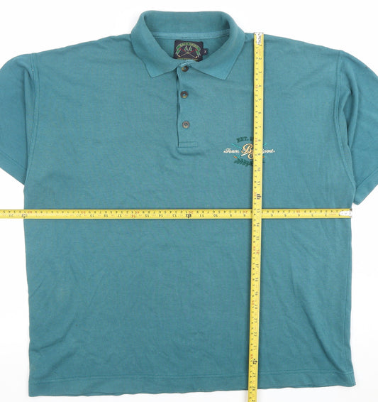 Back Swing Men’s Blue Cotton Short Sleeve Polo Shirt Size M