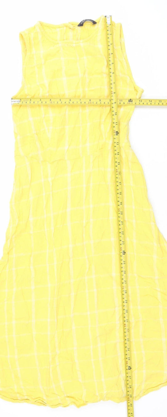 Marks and Spencer Women Yellow A-Line Check Sleeveless Dress Size 8