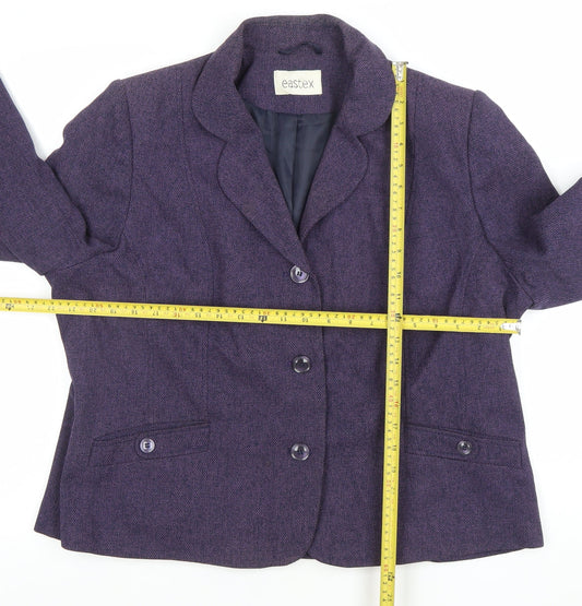 Eastex Women Purple Wool Blend Single-Breasted Blazer Size 20