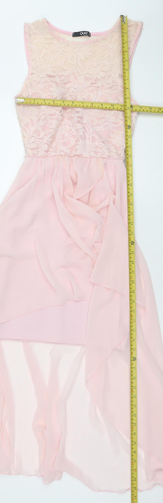 Quiz Women's Pink Lace Hi-Low Fit & Flare Dress Size 8