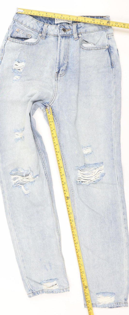 Primark Women’s Blue Distressed Boyfriend Jeans Size 6 Relaxed Fit