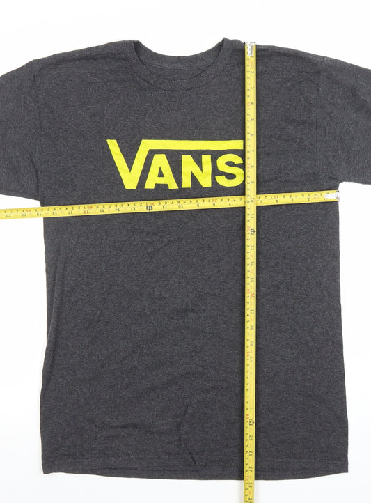 Vans Mens Grey Medium Logo Crew Neck Short Sleeve T-Shirt