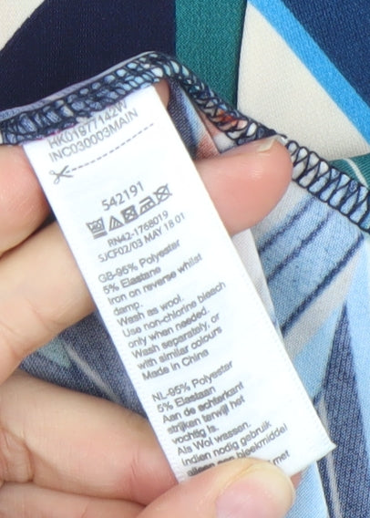 Monsoon Womens Multicoloured Size 14 V-Neck Bodycon Jersey Dress