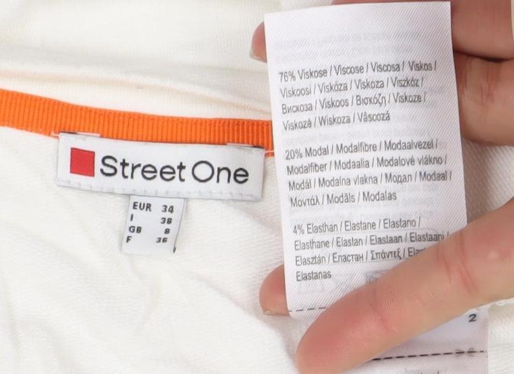 Womens UK Size 10 Street One Ivory Basic T-Shirt