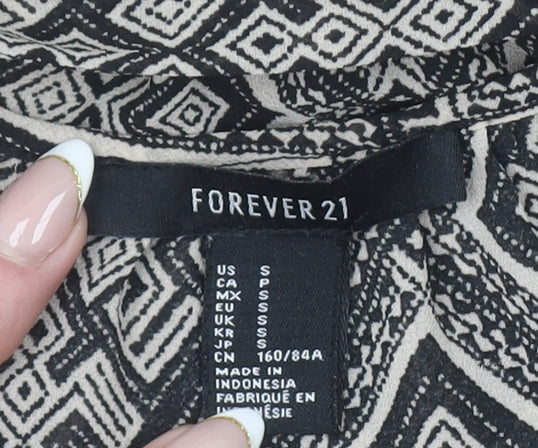 Forever 21 Women Black Geometric Maxi Dress Size S Halter Sleeveless