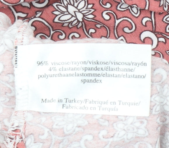 Laura Ashley Women's Pink Floral V-Neck Tunic Blouse UK 14