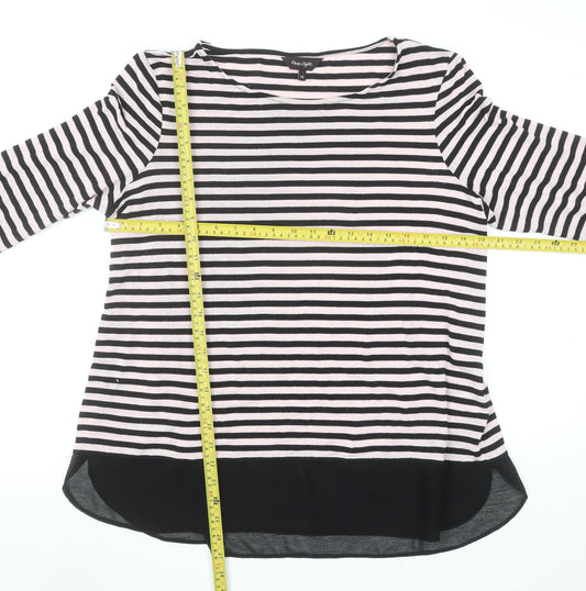 Phase Eight Women’s Black Striped Long Sleeve Stretch Jersey Top Size 18