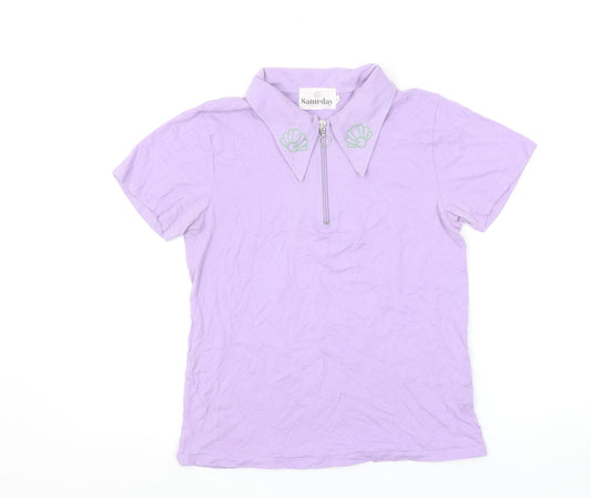 Womens UK Size S Saturday by Megan Ellaby Purple Basic Polo