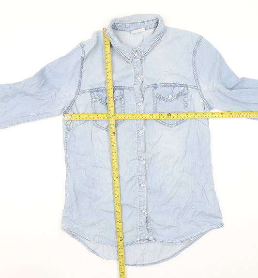 Womens UK Size M VILA Blue Basic Button-Up
