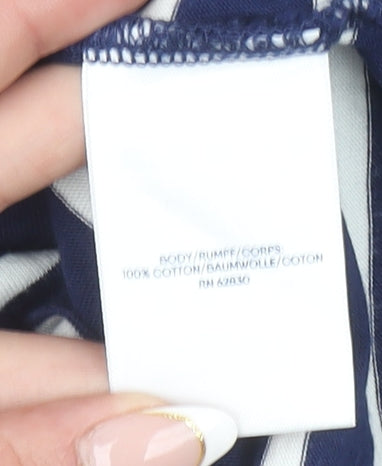 Lands' End Women's Navy White Striped Cotton T-Shirt Size M 10-12