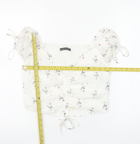 Womens UK Size L Abercrombie & Fitch Ivory Cropped Blouse