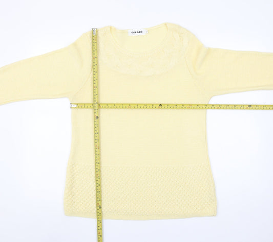 Gerard Women's Yellow Knit Pullover Jumper L Lightweight 3/4 Sleeve