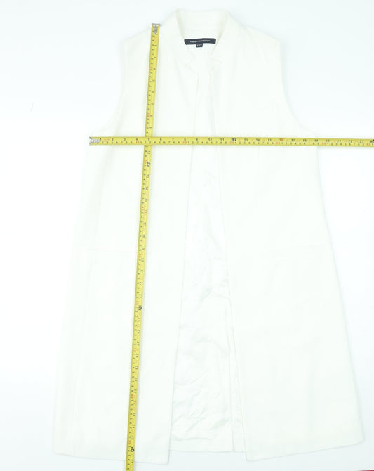 French Connection Women's White Long Sleeveless Waistcoat Size 10
