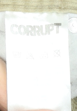 Corrupt Mens Beige Corduroy Trousers Size M Relaxed Fit Casual