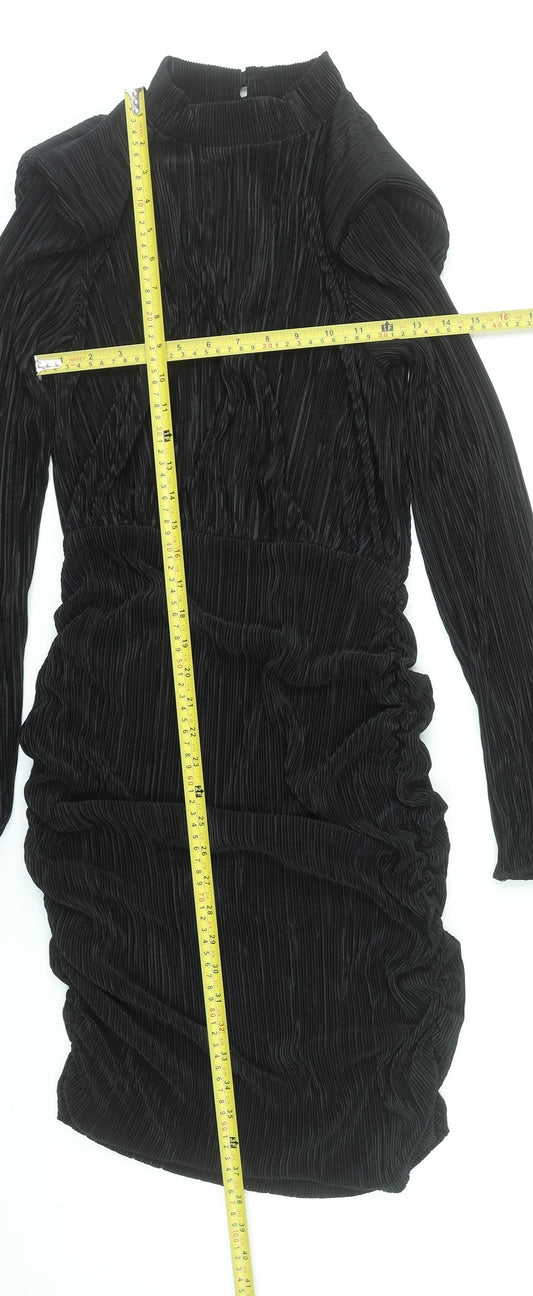 Boohoo Women’s Black Long Sleeve Bodycon Mini Dress Size 12