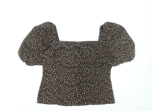 Womens UK Size S Brave Soul Black Cropped Blouse