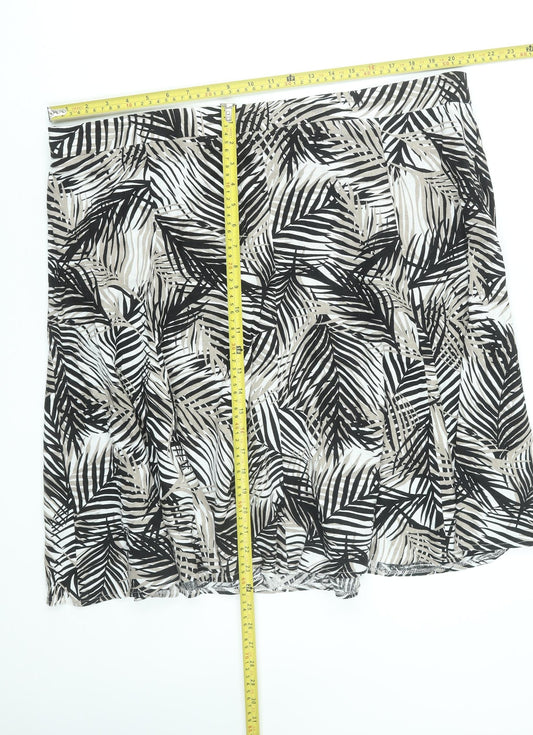 Bonmarché Women’s Beige Leaf Print Linen Blend A-Line Skirt Size 22