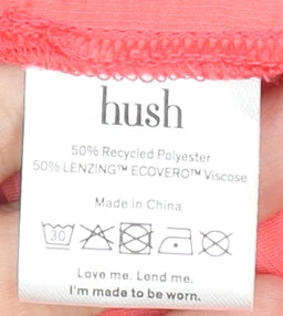 Hush Womens Pink Pleated Midi Skirt Size 14 Elastic Waist