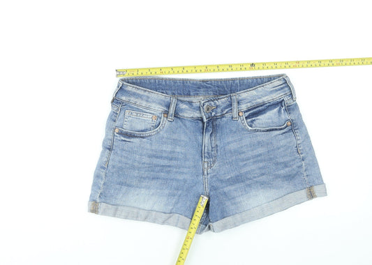 H&M Women Blue Size 10 Relaxed Denim Shorts Cotton Stretch