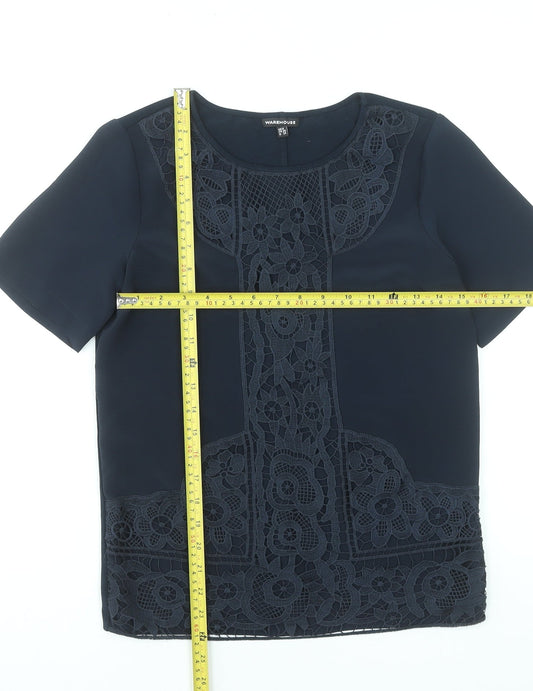 Womens UK Size 8 Warehouse Blue Tunic Blouse