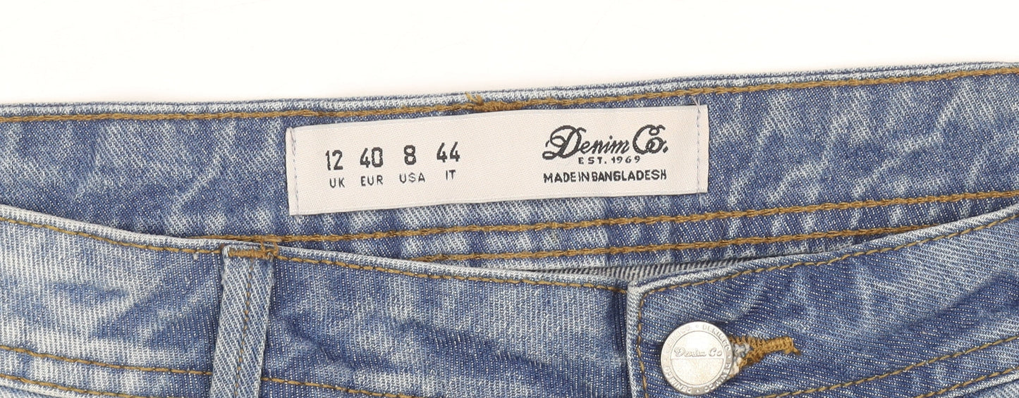 Denim Co. Womens Blue Size 12 Relaxed Boyfriend Denim Shorts