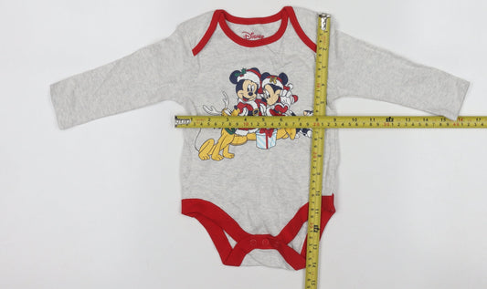 Disney Primark Grey Christmas Mickey & Minnie Baby Babygrow 6-9 Months
