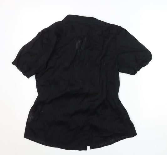 b.young Women Black Lightweight Cotton Button Tunic Blouse XL