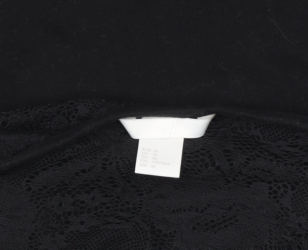 Womens UK Size 12 H&M Black Basic T-Shirt