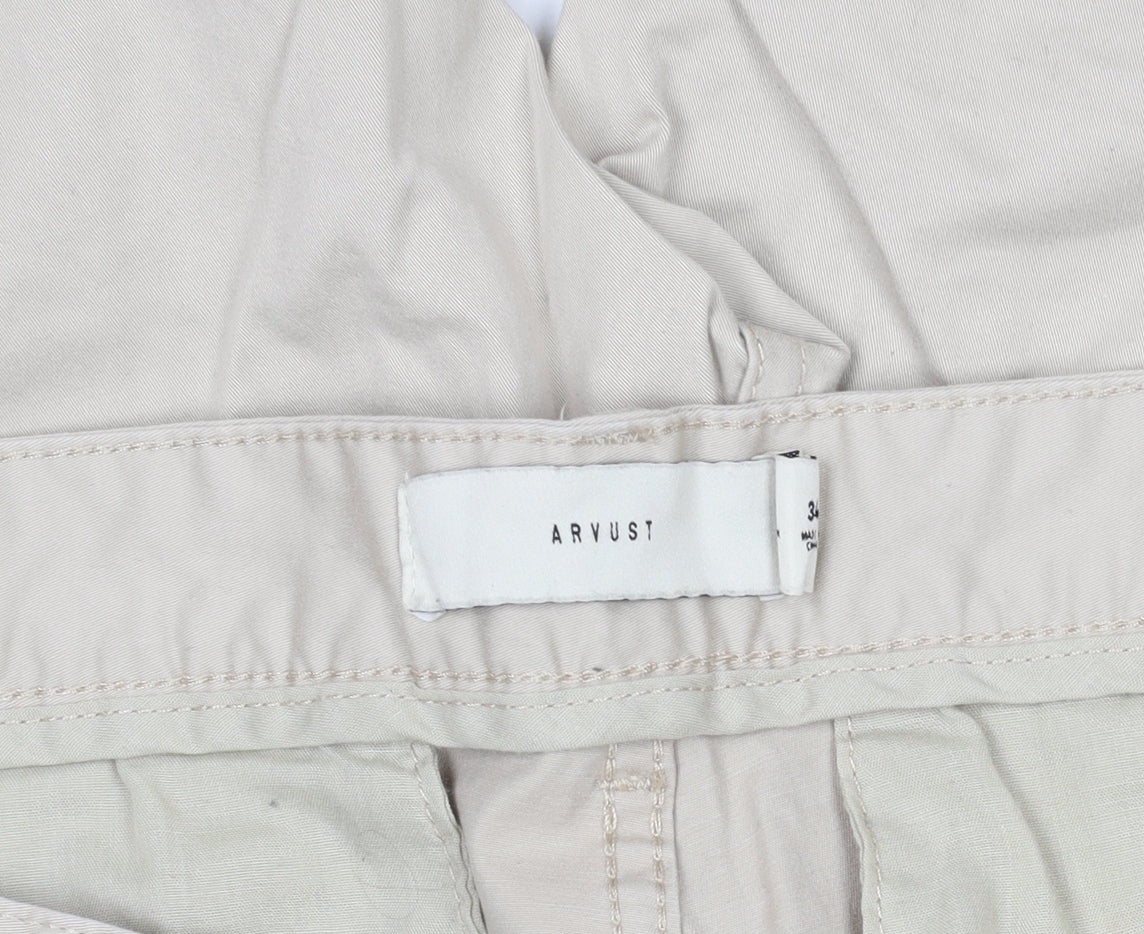Arvust Men's Beige Slim Fit Chino Trousers Size 34