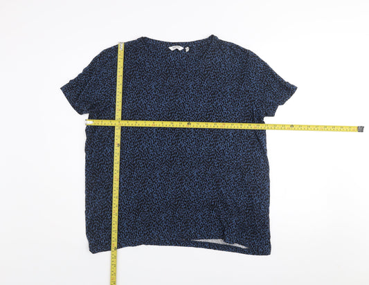 b.young Women Blue & Black Animal Print Viscose T-Shirt XL