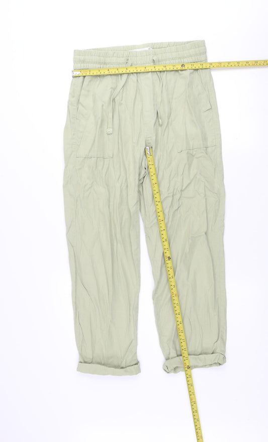 Stradivarius Women’s Green Cargo Trousers Size S Lightweight Cotton
