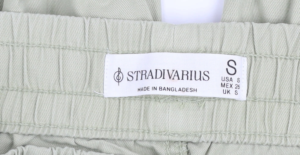 Stradivarius Women’s Green Cargo Trousers Size S Lightweight Cotton