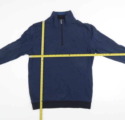 XV Kings Men's Blue 1/4 Zip Cotton Knit Sweatshirt Size M