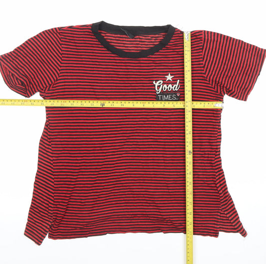 Womens UK Size L Stradivarius Red Basic T-Shirt