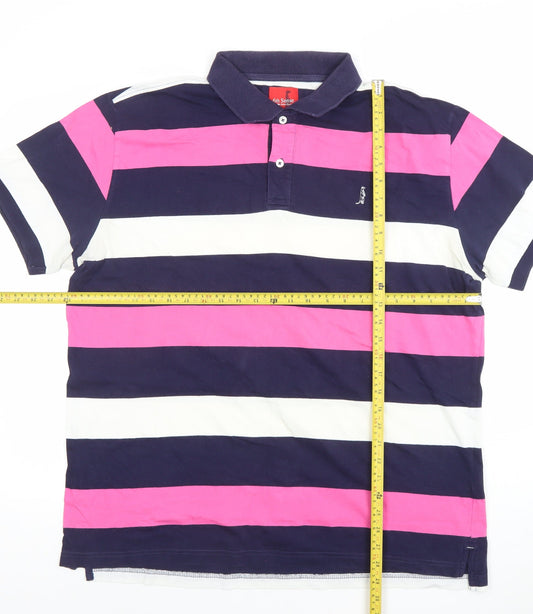 6th Sense Men's Multicoloured Striped Cotton Polo Shirt XXL