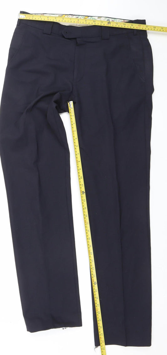 Modern Comfort Men’s Black Regular Fit Wool Blend Dress Trousers 34W 34L