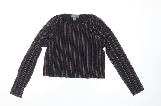 Womens UK Size S Primark Black Cropped Blouse