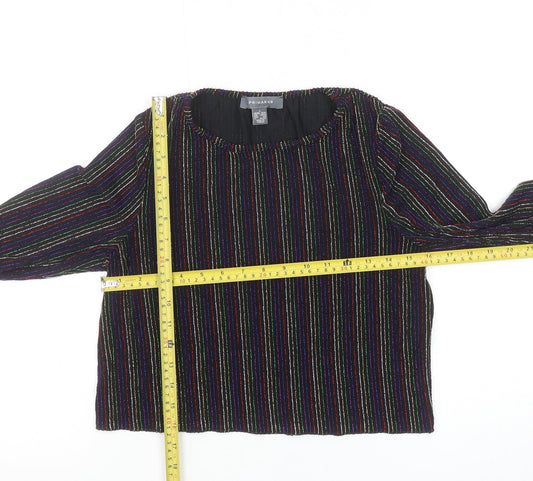 Primark Womens Black Striped Glitter Cropped Long Sleeve Top Size S 10/12
