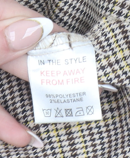 In The Style Women's Brown Check Pinafore Mini Dress Size 10