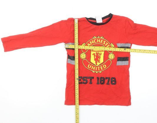 Manchester United Boys Red Long Sleeve Pyjama Top 6-7 Years Cotton Sportswear