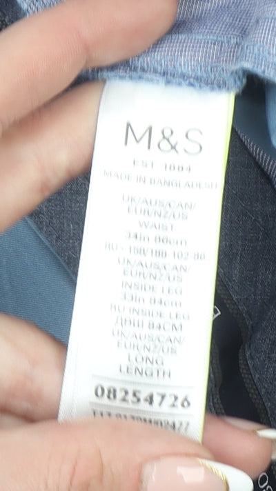 Marks and Spencer Blue Harbour Men’s Blue Chino Trousers 34W 33L Regular Fit